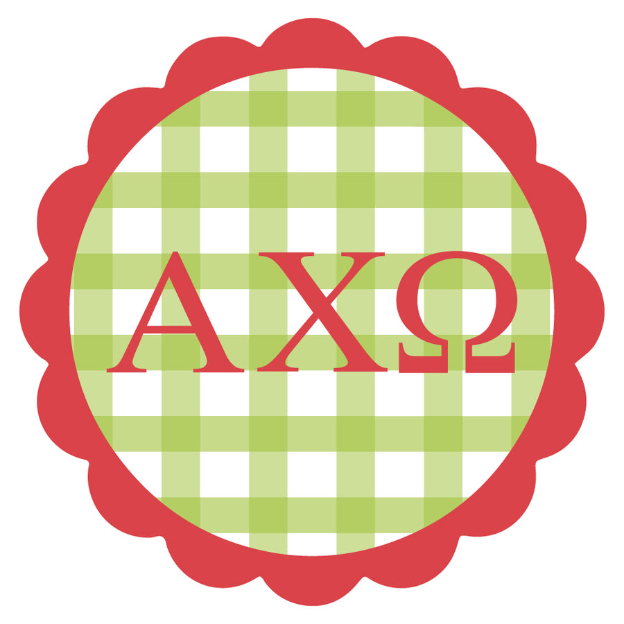 Sorority Vinyl Decal Stickers - Die-Cut Scallop Gingham Design