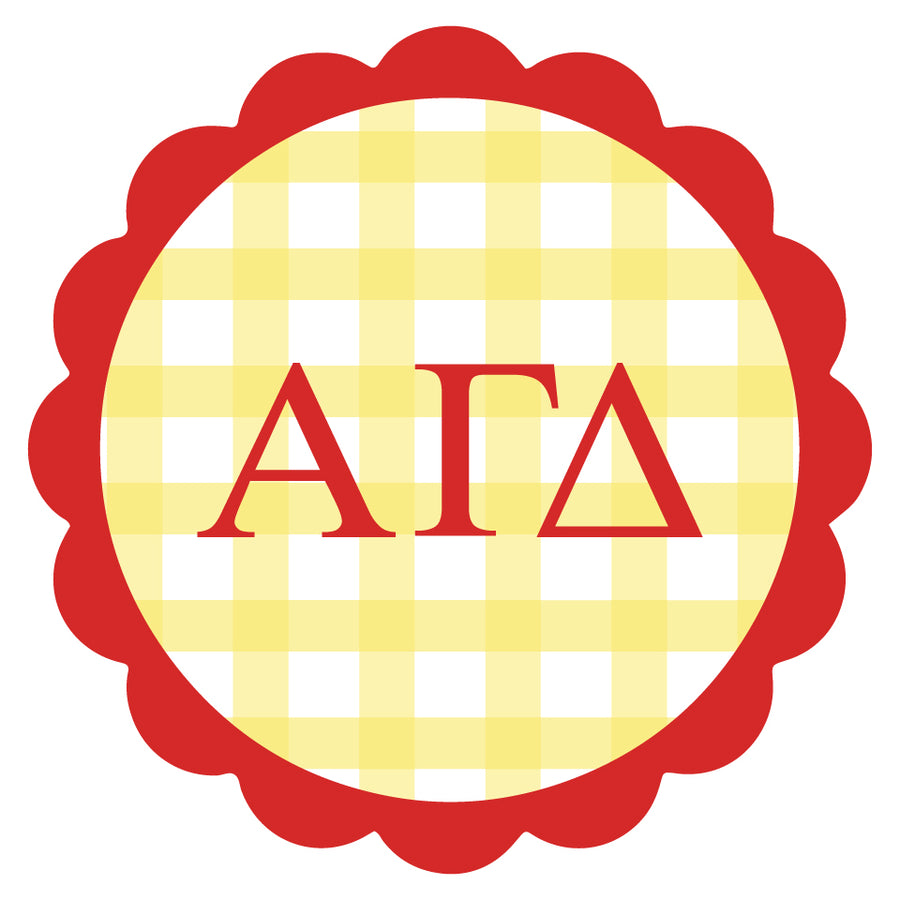 Sorority Vinyl Decal Stickers - Die-Cut Scallop Gingham Design