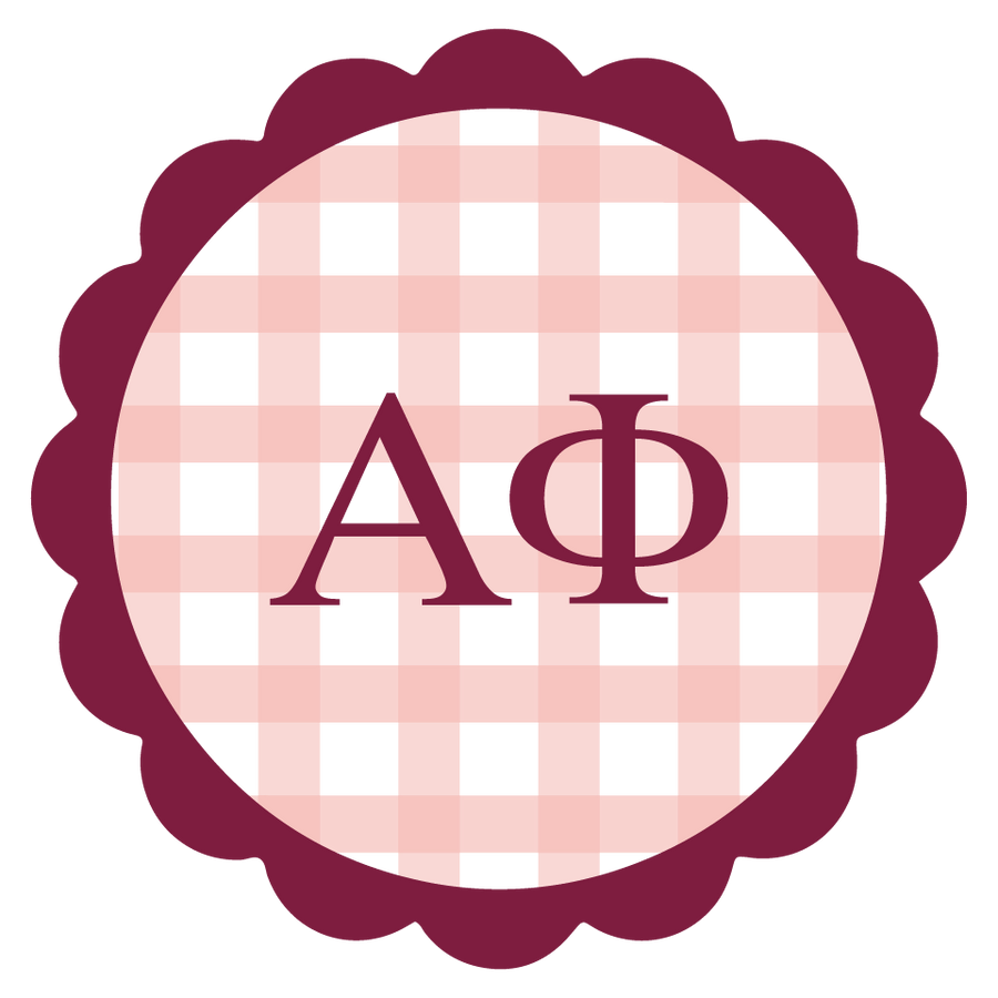 Alpha Phi Vinyl Decal Stickers - Die-Cut Scallop Gingham Design