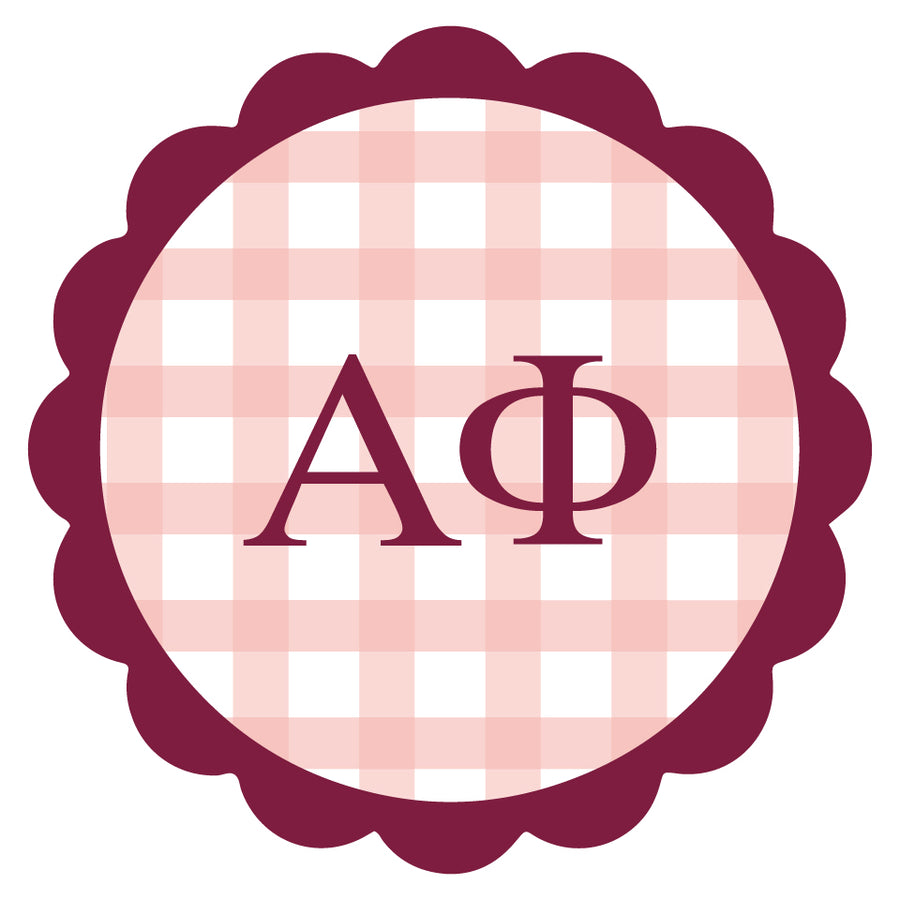 Sorority Vinyl Decal Stickers - Die-Cut Scallop Gingham Design