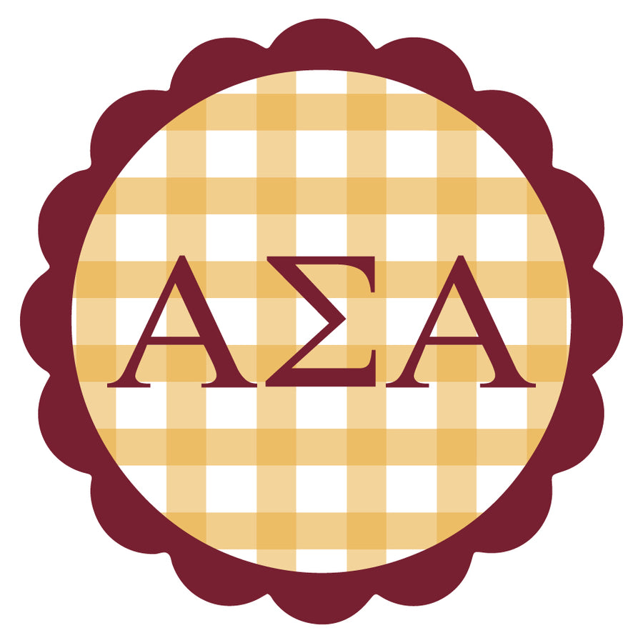 Sorority Vinyl Decal Stickers - Die-Cut Scallop Gingham Design