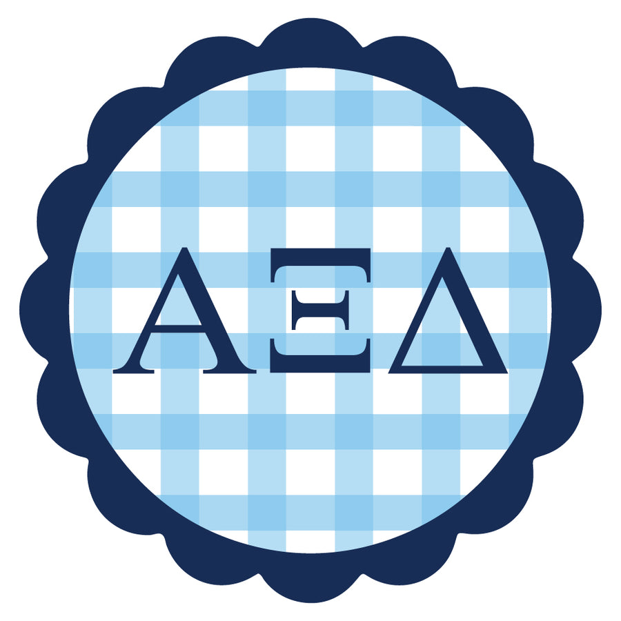 Sorority Vinyl Decal Stickers - Die-Cut Scallop Gingham Design