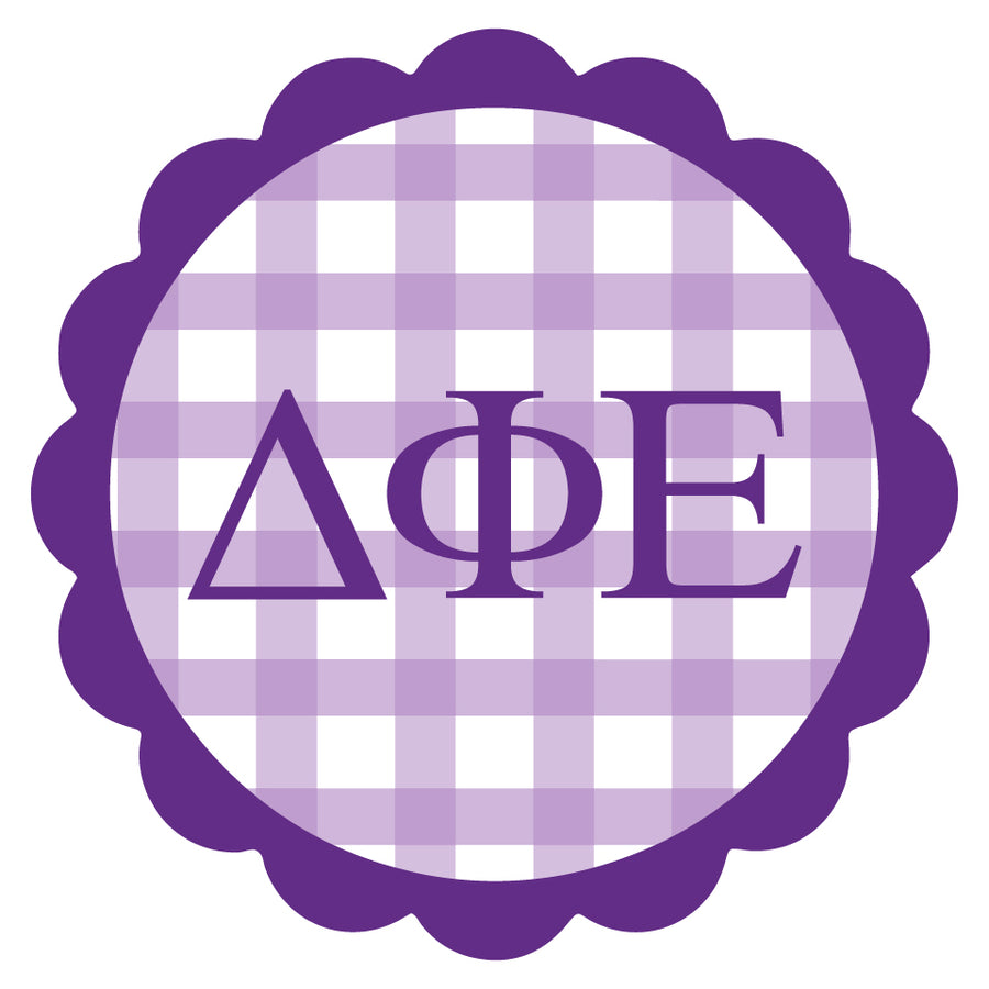 Sorority Vinyl Decal Stickers - Die-Cut Scallop Gingham Design