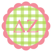 Sorority Vinyl Decal Stickers - Die-Cut Scallop Gingham Design