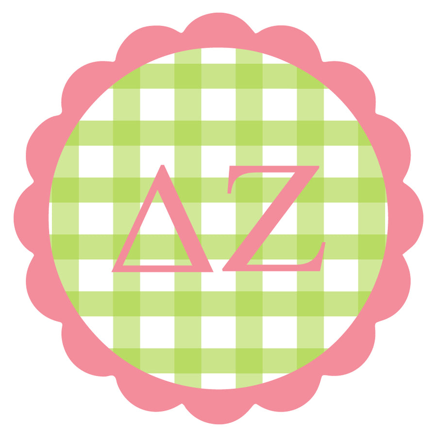 Sorority Vinyl Decal Stickers - Die-Cut Scallop Gingham Design