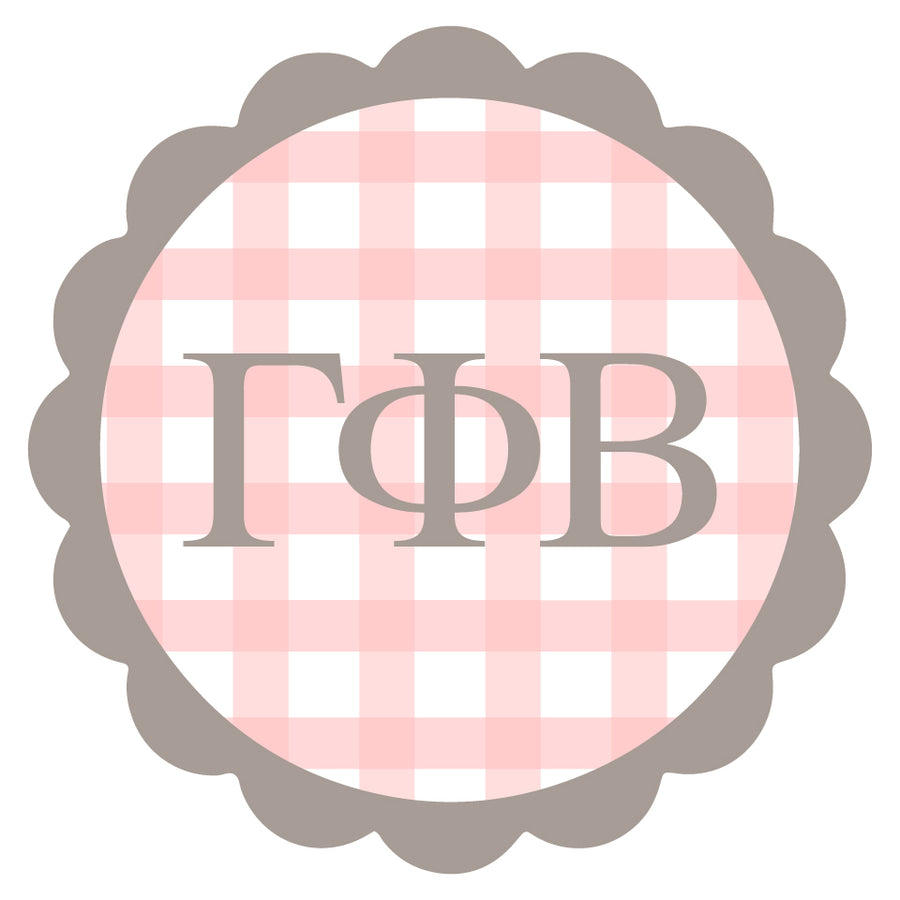 Sorority Vinyl Decal Stickers - Die-Cut Scallop Gingham Design