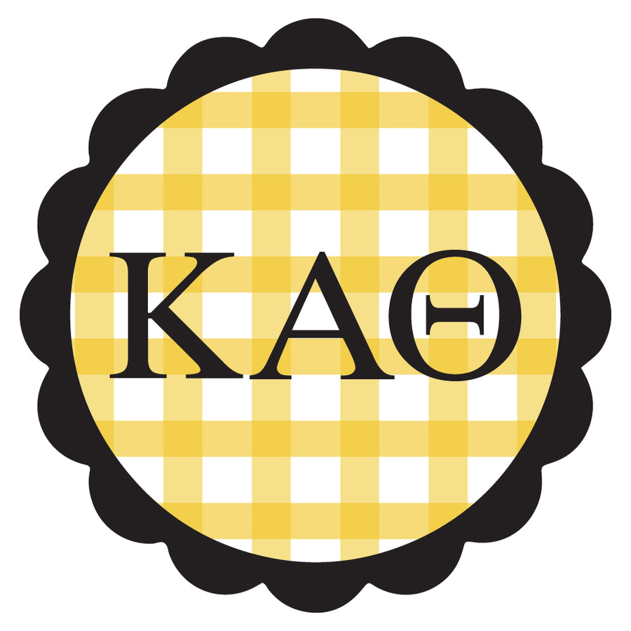 Sorority Vinyl Decal Stickers - Die-Cut Scallop Gingham Design