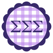 Sorority Vinyl Decal Stickers - Die-Cut Scallop Gingham Design