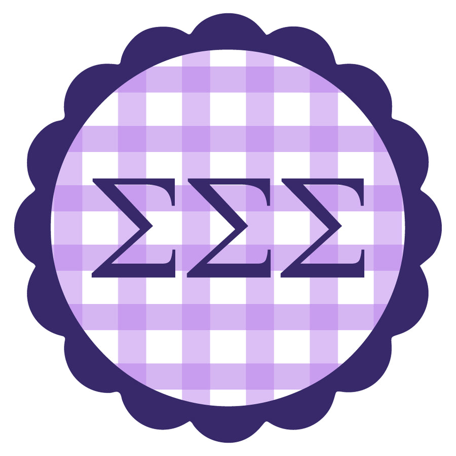 Sorority Vinyl Decal Stickers - Die-Cut Scallop Gingham Design