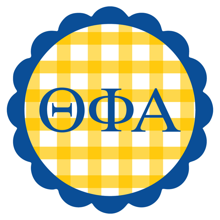 Sorority Vinyl Decal Stickers - Die-Cut Scallop Gingham Design
