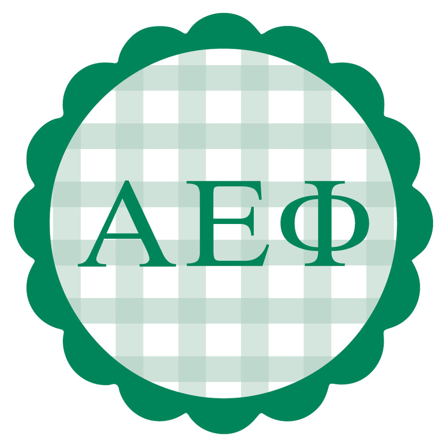 Sorority Vinyl Decal Stickers - Die-Cut Scallop Gingham Design