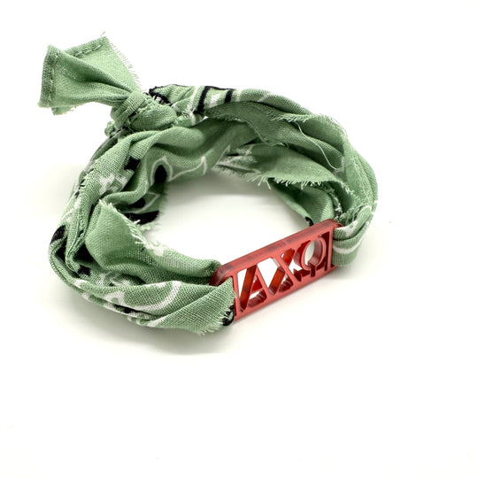 Alpha Chi Omega - Bandana Wrap w/ Metallic Acrylic Slide