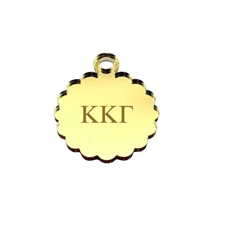 Sorority Scallop Round Acrylic Charm - Scarf Tie Option