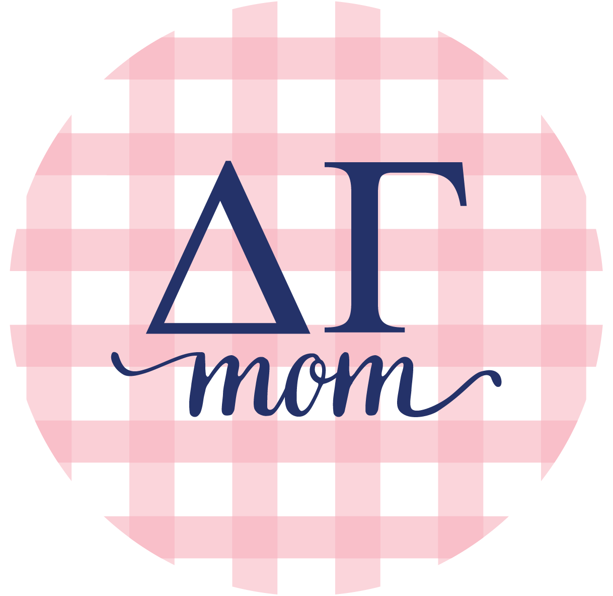 Sorority and Sorority Mom gingham Greek letter pin-back buttons