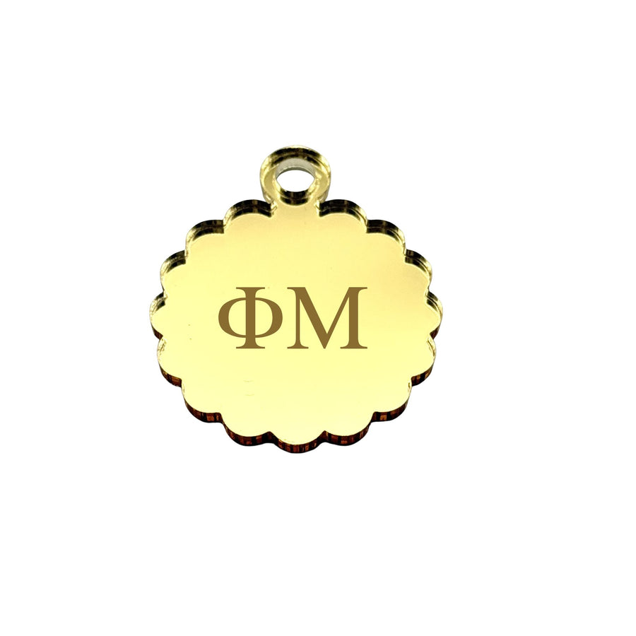 Sorority Scallop Round Acrylic Charm - Scarf Tie Option