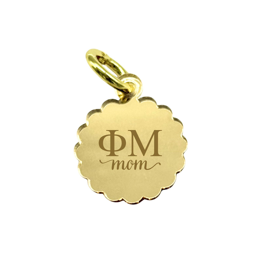 Phi Mu MOM Scallop Acrylic Charm with Scarf Tie Option