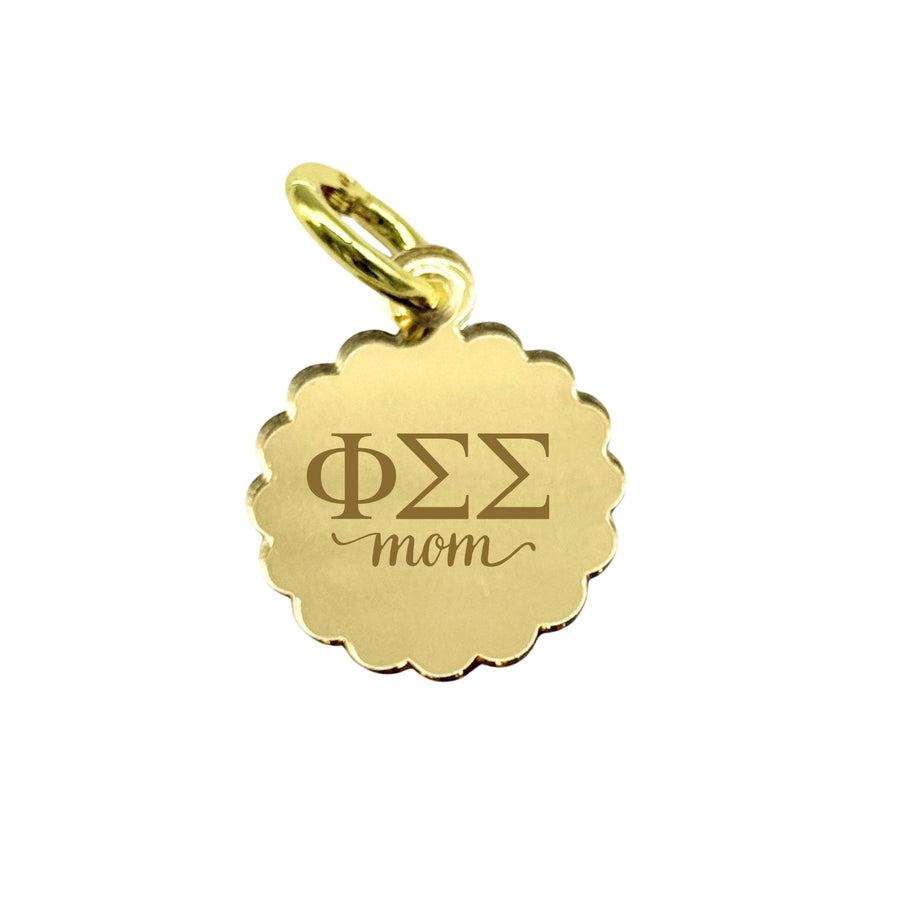 Sorority MOM Scallop Acrylic Charm with Scarf Tie Option