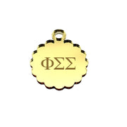 Sorority Scallop Round Acrylic Charm - Scarf Tie Option