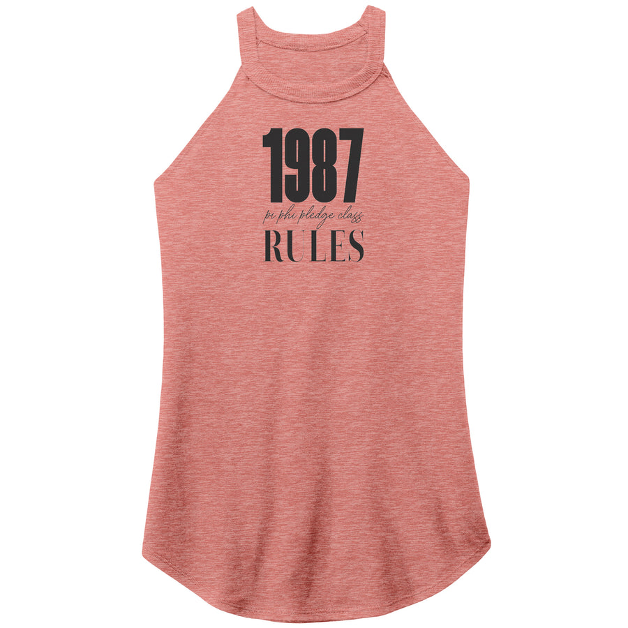Pi Phi 1987 Rules Black Text - Tri Rocker Tank