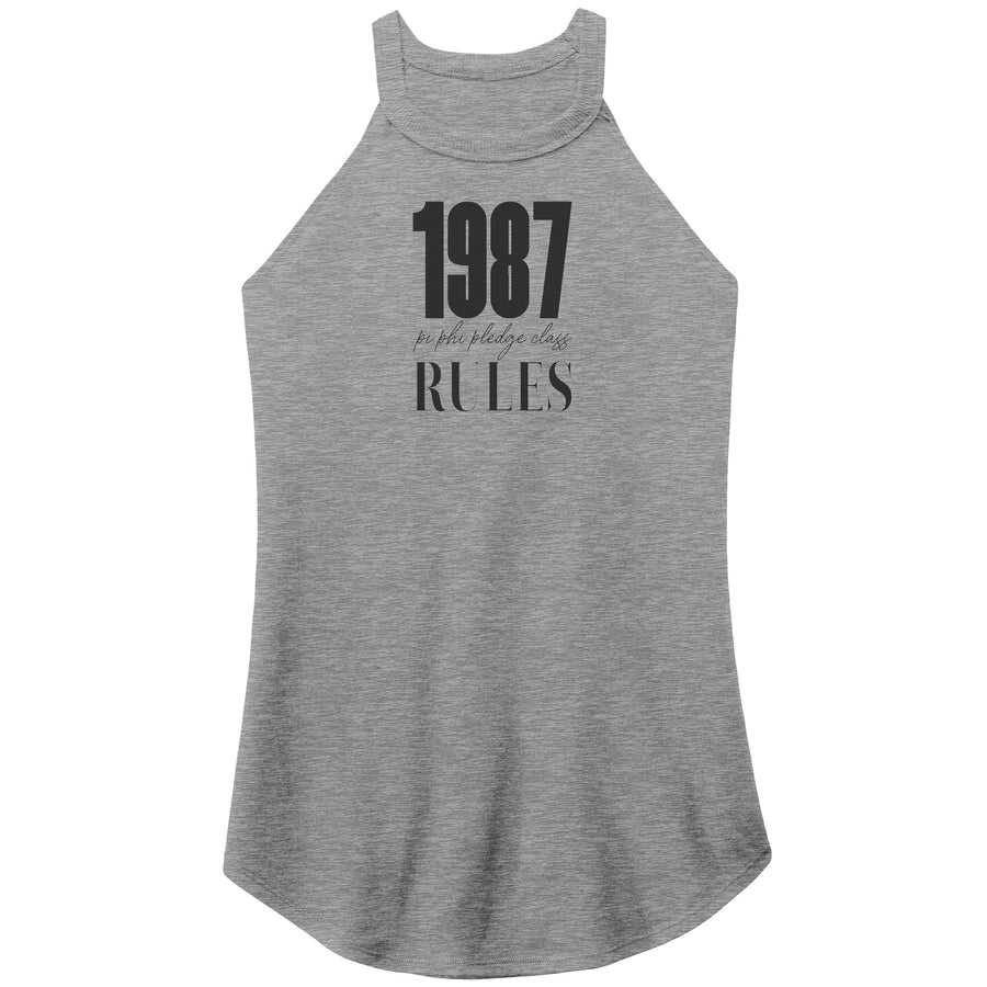 Pi Phi 1987 Rules Black Text - Tri Rocker Tank