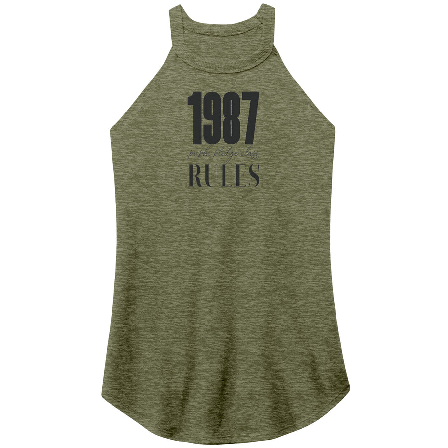 Pi Phi 1987 Rules Black Text - Tri Rocker Tank
