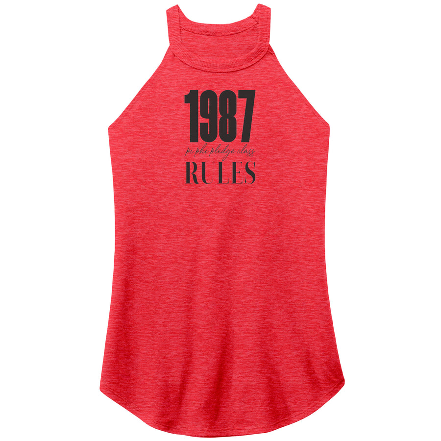 Pi Phi 1987 Rules Black Text - Tri Rocker Tank