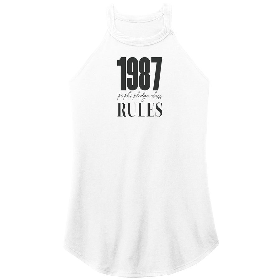 Pi Phi 1987 Rules Black Text - Tri Rocker Tank