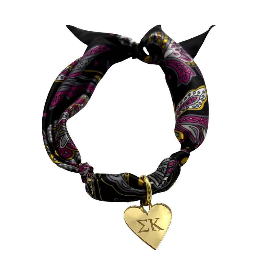 Sigma Kappa - Scarf Necklace with Engraved Heart Charm