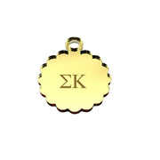 Sorority Scallop Round Acrylic Charm - Scarf Tie Option