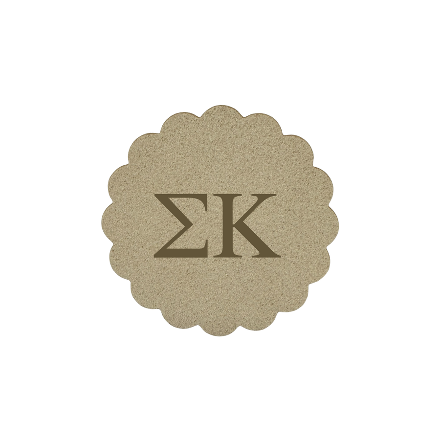 Alpha Omicron Pi Sorority Greek Letter Scalloped Faux Suede Sticker Patch