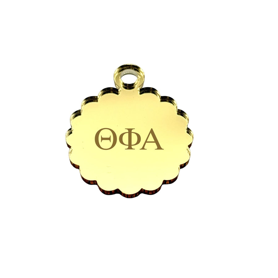 Sorority Round Scallop Bouquet Charm - Scarf Tie Option