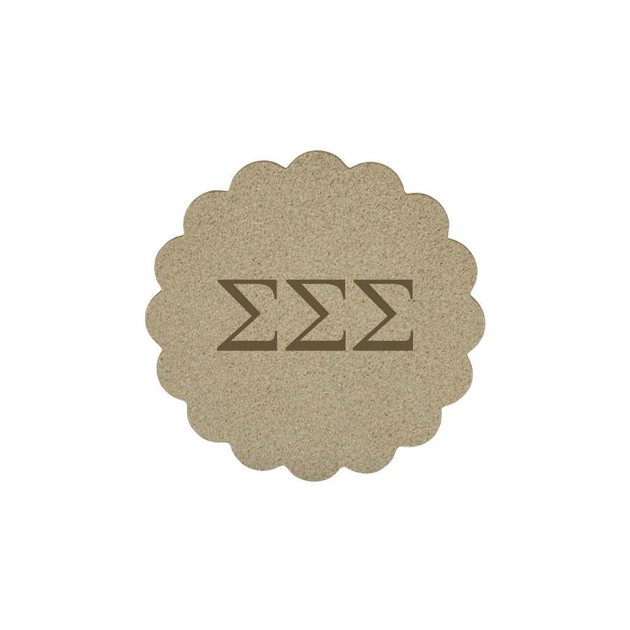 Alpha Omicron Pi Sorority Scalloped Faux Suede Car Coasters