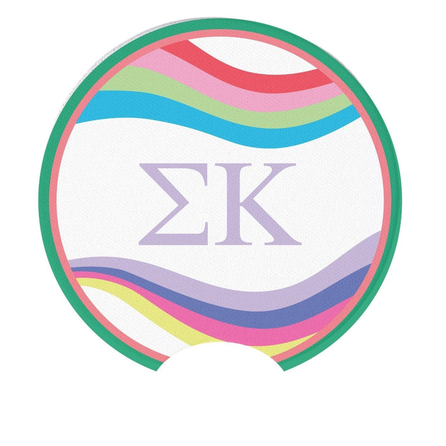 Sig Kap - Sorority Car Coasters - Retro Wave Design