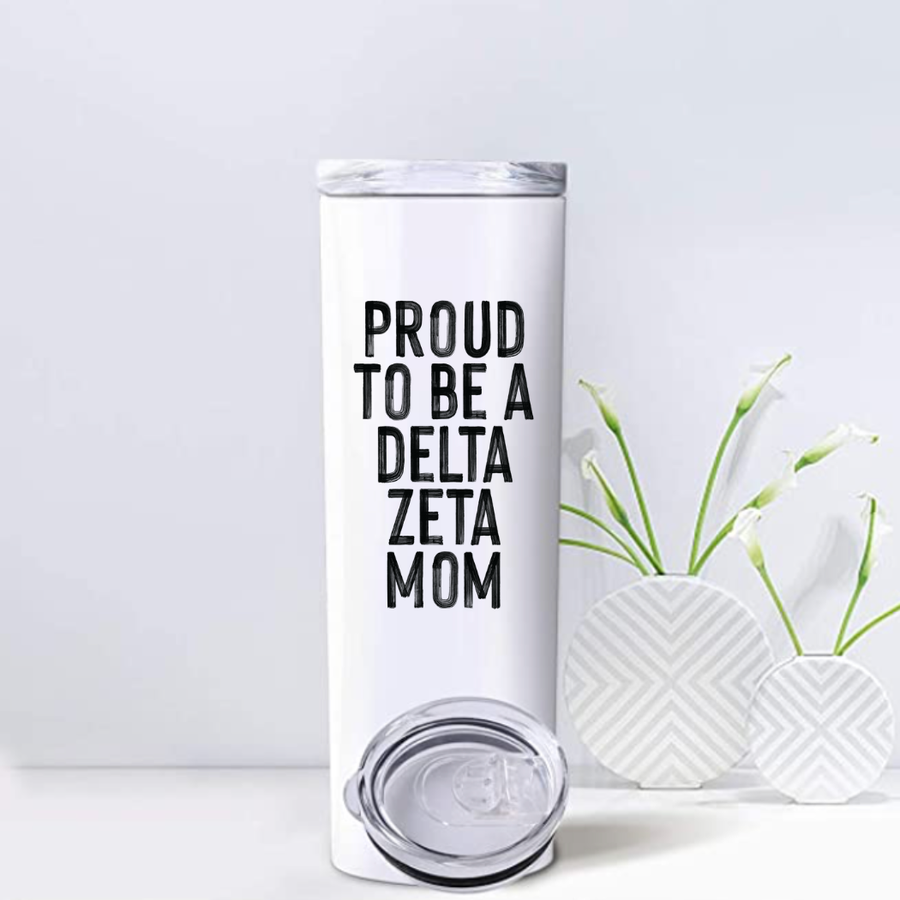 Dee Zee - Sorority Mom Tumbler - Proud to Be Black & White