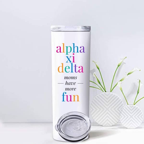 Alpha Xi - Sorority Mom Tumblers - More Fun Bright