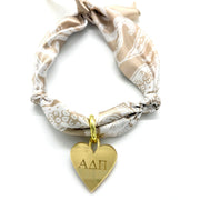 Alpha Delta Pi - Scarf Necklace with Engraved Heart Charm
