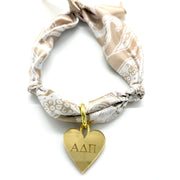 Alpha Delta Pi - Scarf Necklace with Engraved Heart Charm