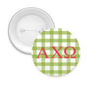 Sorority & Sorority Mom Greek Letter Gingham Buttons