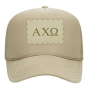 Sorority Trucker Hats with Scalloped Faux Suede Patch