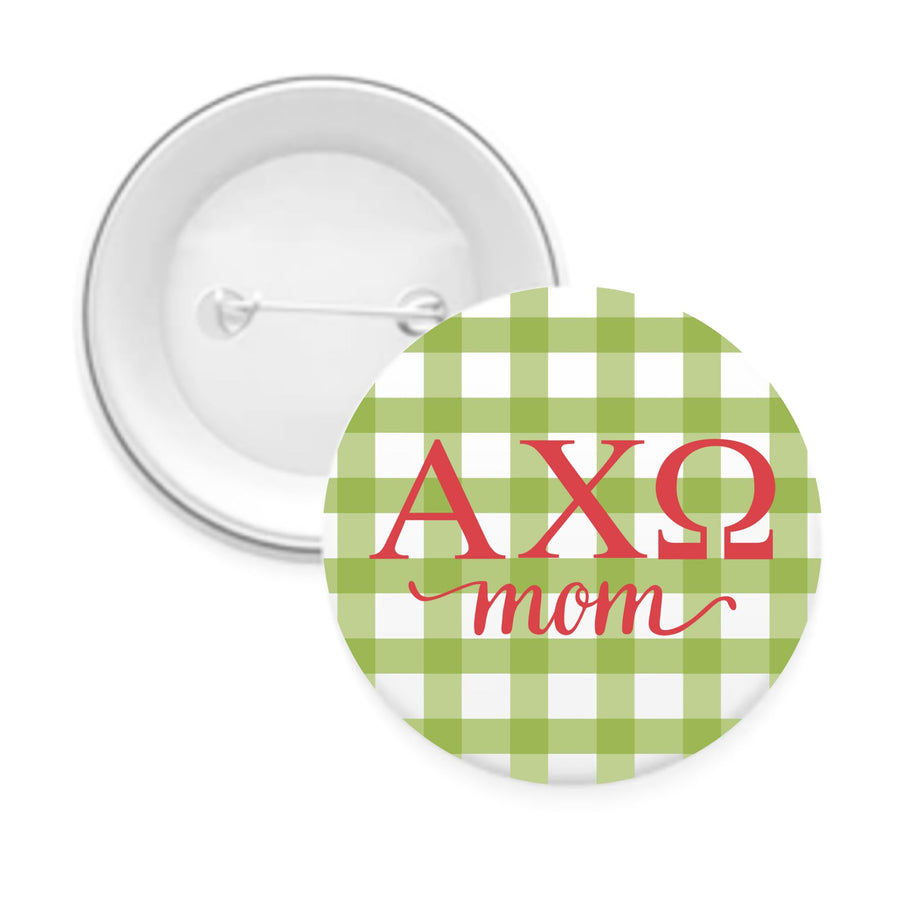 Sorority & Sorority Mom Greek Letter Gingham Buttons
