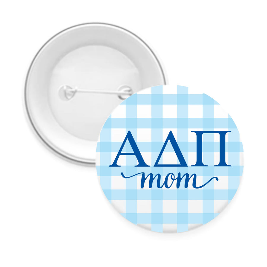 Sorority & Sorority Mom Greek Letter Gingham Buttons