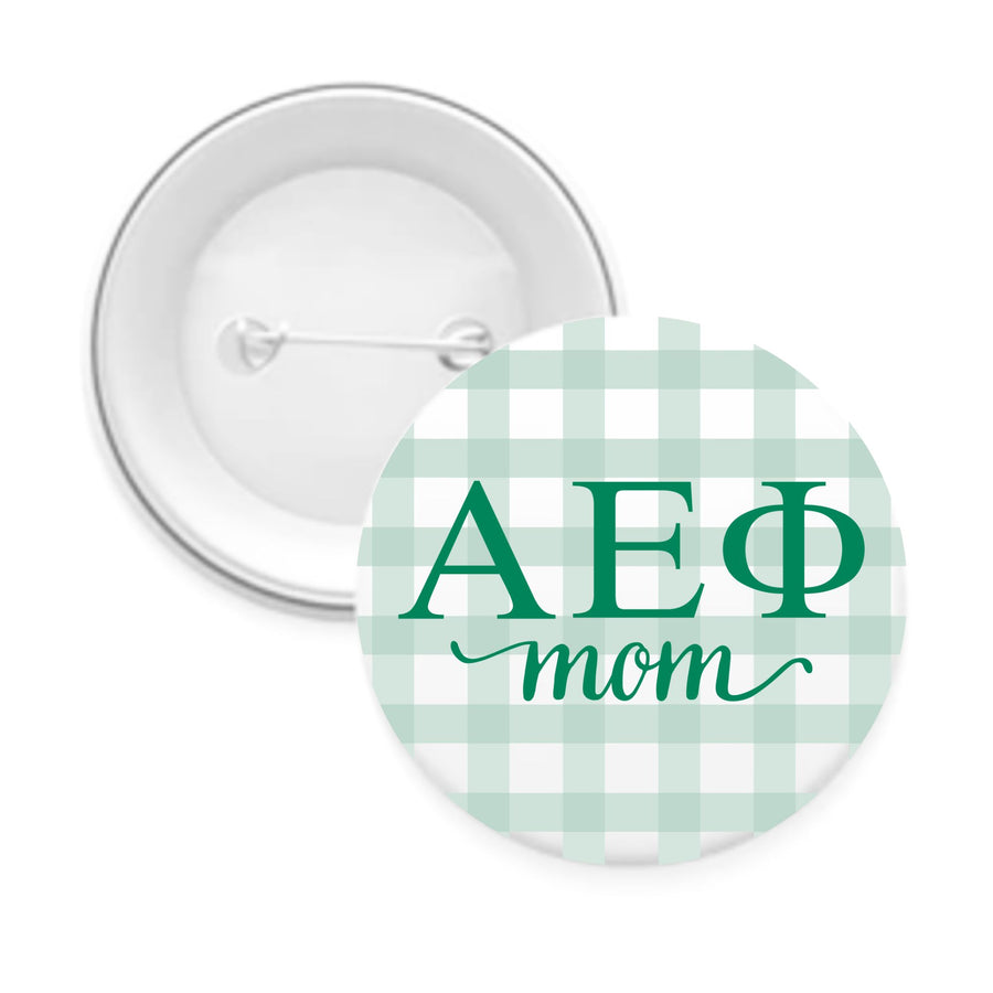 Sorority & Sorority Mom Greek Letter Gingham Buttons