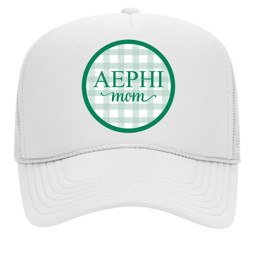 Sorority & Sorority Mom Greek Letter Hats with Gingham Design in Sorority Colors