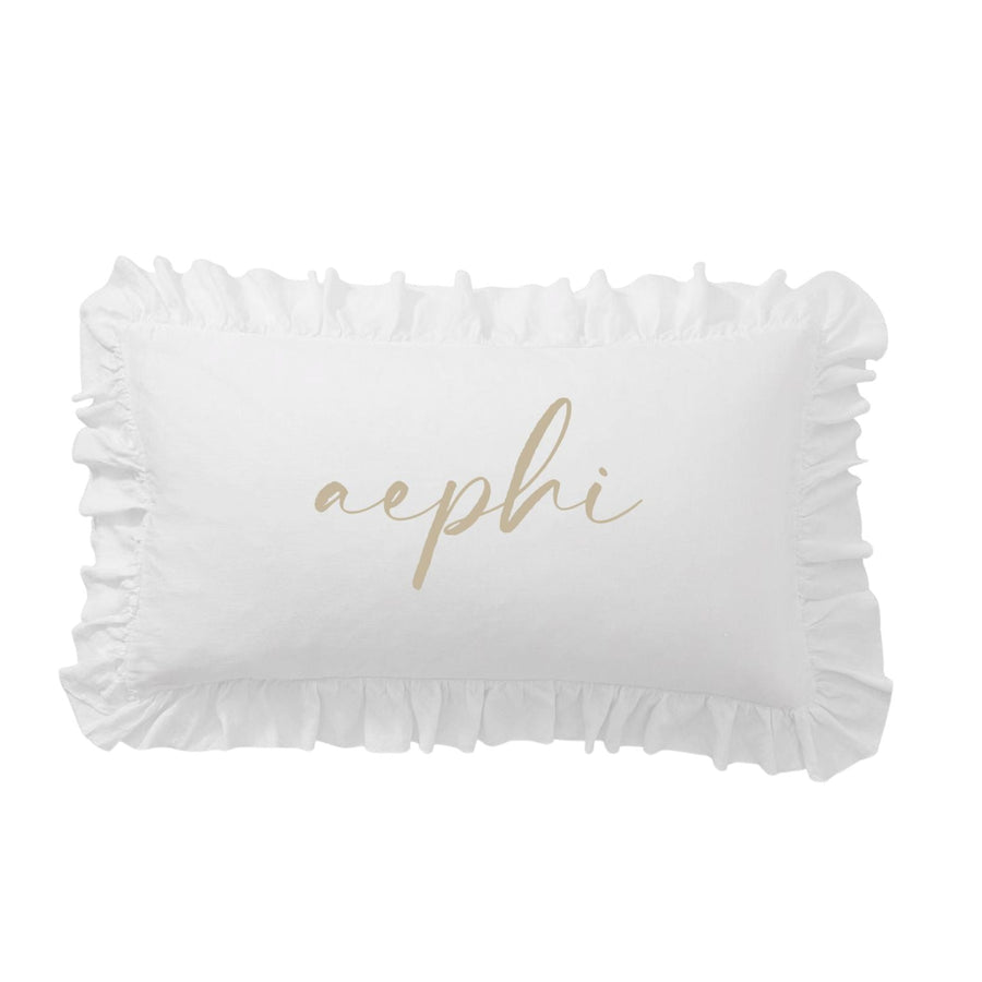 Sorority Script Nickname Scalloped Ruffle Pillow Cover