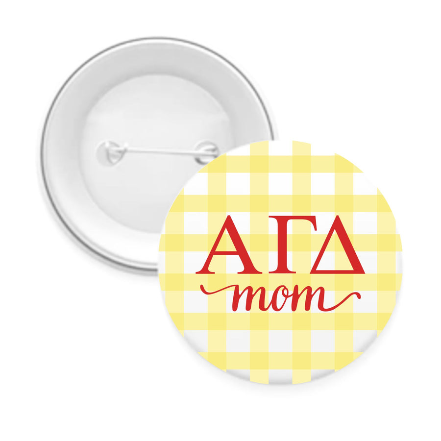 Sorority & Sorority Mom Greek Letter Gingham Buttons