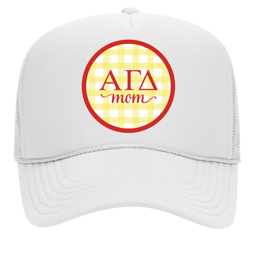 Sorority & Sorority Mom Greek Letter Hats with Gingham Design in Sorority Colors