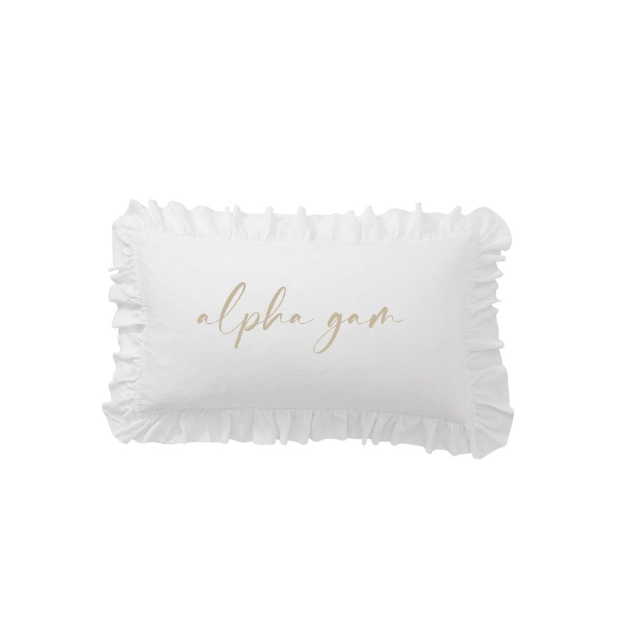 Sorority Script Nickname Scalloped Ruffle Pillow Cover
