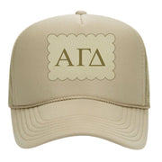Sorority Trucker Hats with Scalloped Faux Suede Patch
