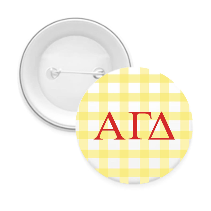 Sorority & Sorority Mom Greek Letter Gingham Buttons