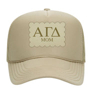 Sorority Mom Hats with Scalloped Faux Suede Patch